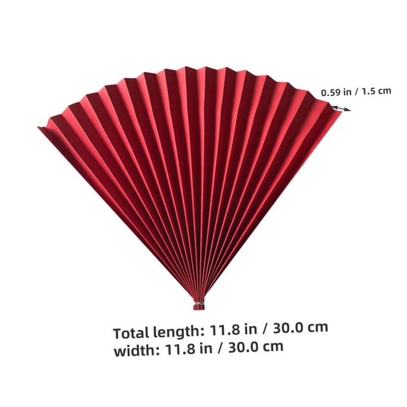 Red Antique Chinese Folding Paper Fans 2pcs Photography Props Handheld Decor - Image 3