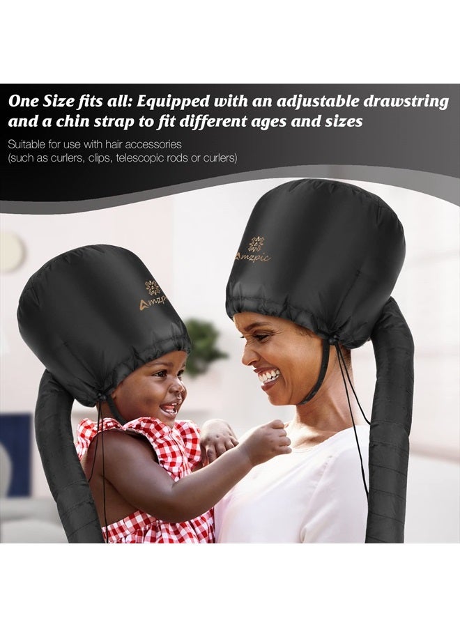 Amzpic Bonnet Hood Hair Dryer Attachment - Soft, Adjustable Extra Large Bonnet Hair Dryer for Speeds Up Drying Time at Home, Easy to Use for Styling, Curling and Deep Conditioning (Black) - Image 5