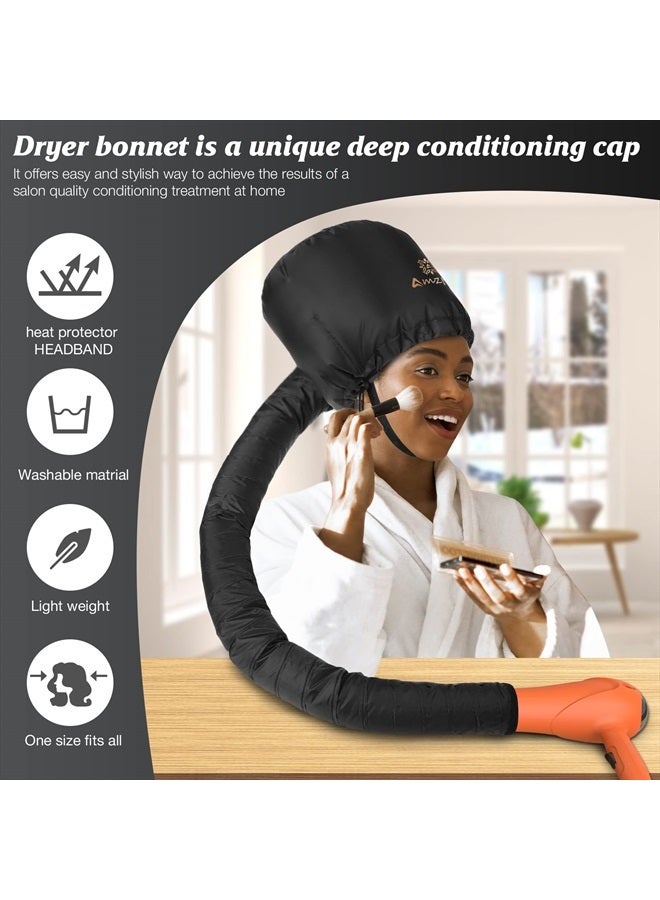 Amzpic Bonnet Hood Hair Dryer Attachment - Soft, Adjustable Extra Large Bonnet Hair Dryer for Speeds Up Drying Time at Home, Easy to Use for Styling, Curling and Deep Conditioning (Black) - Image 4