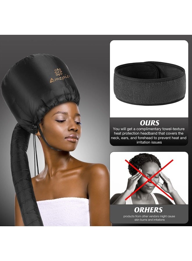 Amzpic Bonnet Hood Hair Dryer Attachment - Soft, Adjustable Extra Large Bonnet Hair Dryer for Speeds Up Drying Time at Home, Easy to Use for Styling, Curling and Deep Conditioning (Black) - Image 2