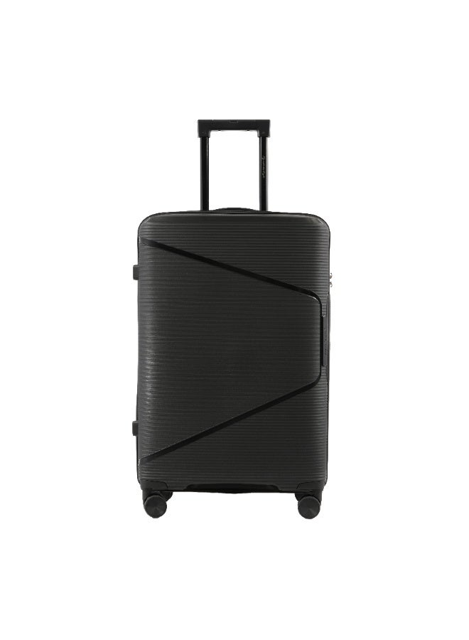 Eagle Express Cruiser Elite 24" Medium Checked Luggage - Durable PP Hard Shell, Secure Anti-Theft Zipper, 360° Spinner Wheels - Black -1 Year Warranty - Image 1
