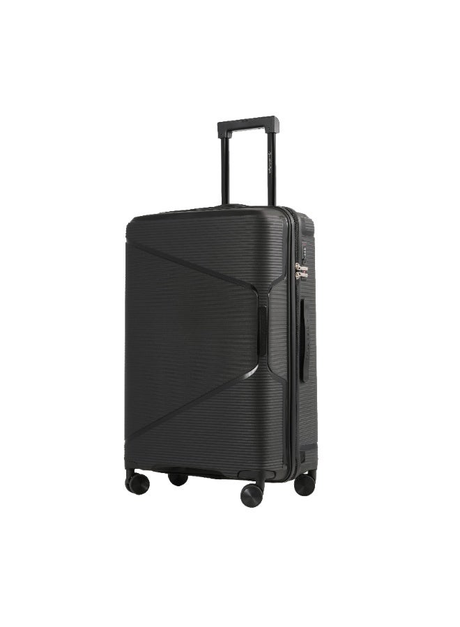Eagle Express Cruiser Elite 24" Medium Checked Luggage - Durable PP Hard Shell, Secure Anti-Theft Zipper, 360° Spinner Wheels - Black -1 Year Warranty - Image 2