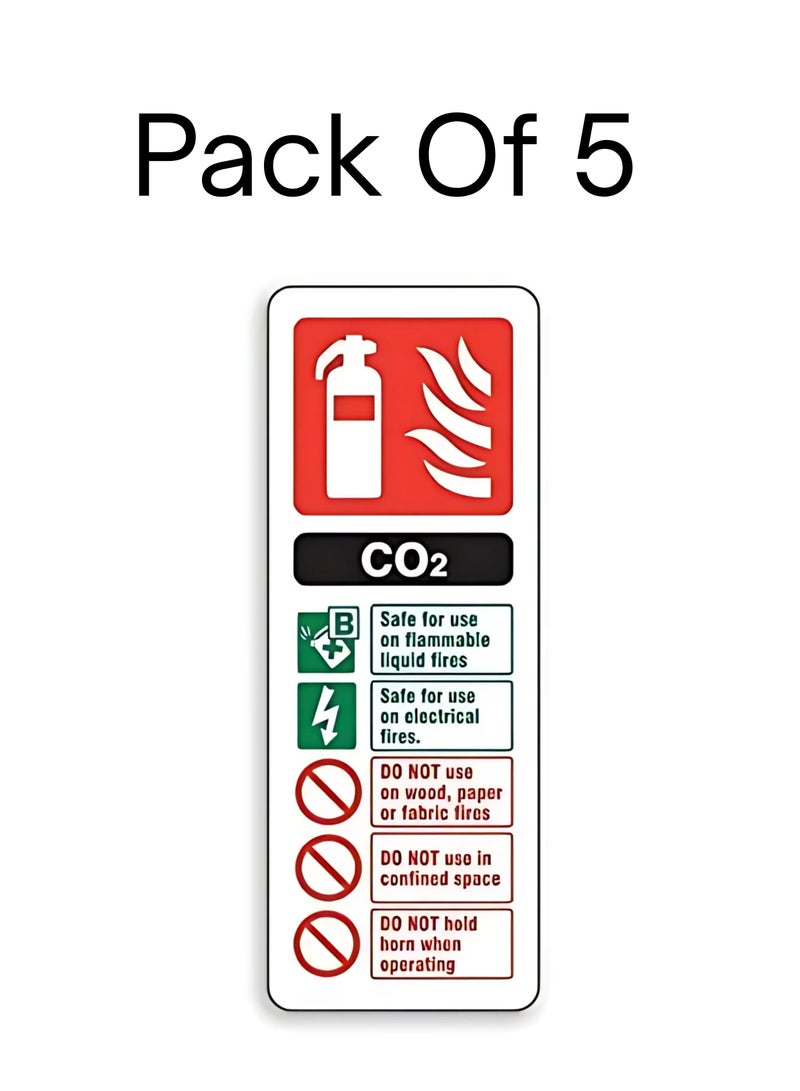 Arab Land Solutions CO2 Fire Extinguisher ID Sign Digitally Printed Sticker (5 X Pack) - 100mm x 280mm - Image 2