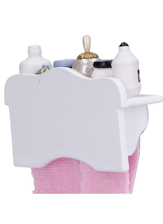 Zerodis Dollhouse Wooden Towel Rack Bottles, 1:12 Simulation Miniature Furniture Model Toy for Dollhouse Bathroom Decoration Accessories  - Image 5