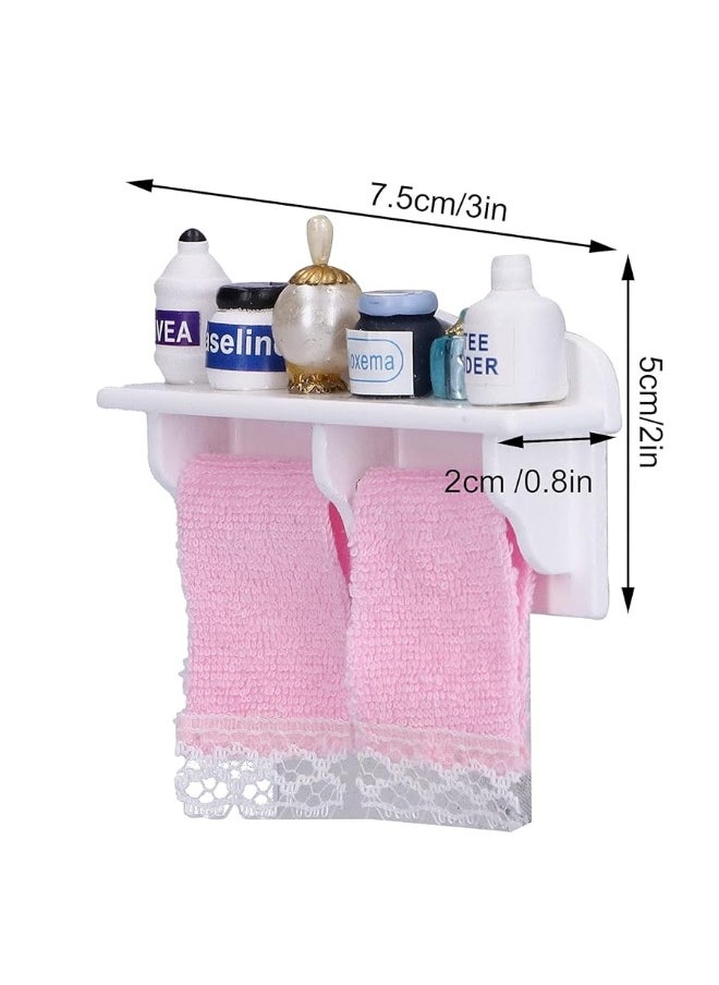 Zerodis Dollhouse Wooden Towel Rack Bottles, 1:12 Simulation Miniature Furniture Model Toy for Dollhouse Bathroom Decoration Accessories  - Image 2