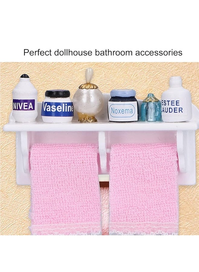 Zerodis Dollhouse Wooden Towel Rack Bottles, 1:12 Simulation Miniature Furniture Model Toy for Dollhouse Bathroom Decoration Accessories  - Image 3