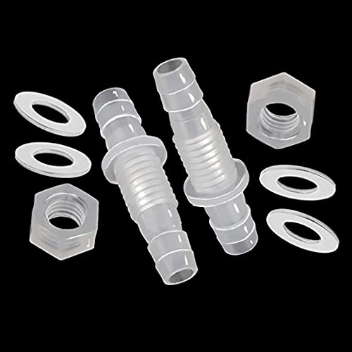 JoyTube 3/8" Hose ID barb Thru-Bulk Bulkhead Fittings Union Adapter Plastic Fittings with Stainless Steel Washers for Aquarium Water/Fuel/Air (Pack of 2) - Image 4