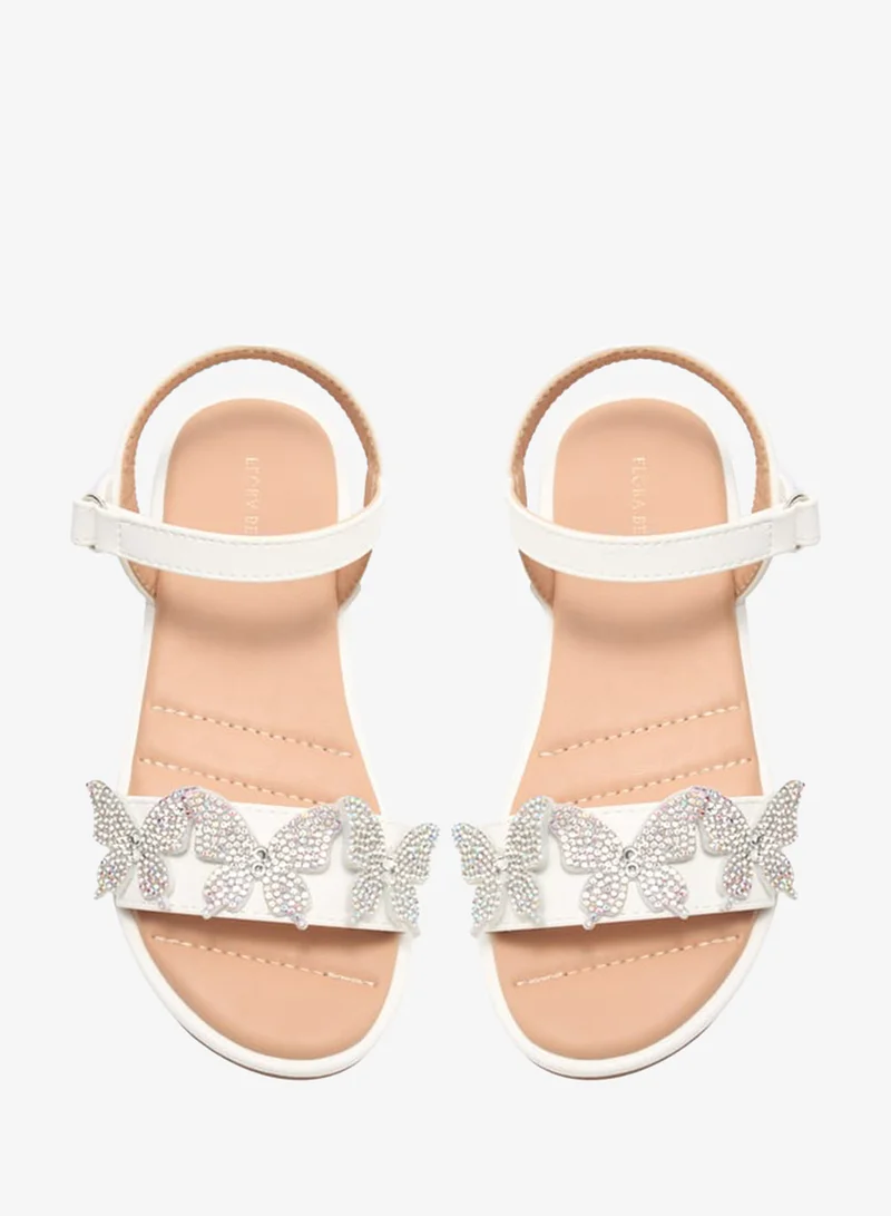 Flora Bella By Shoexpress Girls Butterfly Embellished Strap Sandals With Hook And Loop Closure Ramadan Collection