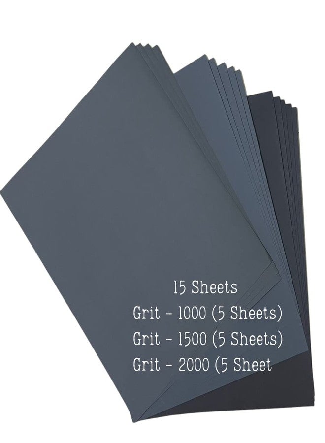 Color Zebra CZ Water Proof SAND PAPER 1000/1500 / 2000.Pack of 15 Sheets of Latex Silicon Carbide sanding paper (5pcs each Grit) Paper Size - 23 cm X 28cm - Image 2