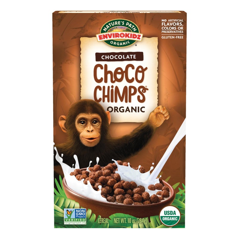 EnviroKidz Organic Choco Chimps Cereal, 10 oz (Pack of 12), Chocolate, Gluten Free, Non-GMO, Fair Trade, by Nature's Path - Image 1