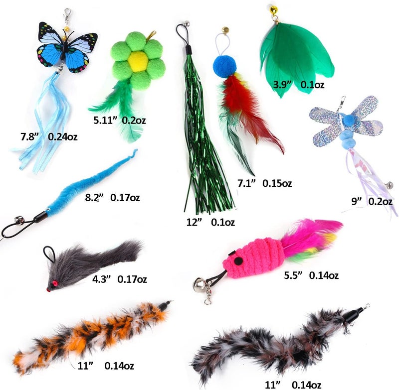 MeiAOBest 11 PCS Cat Feather Toy Set with Bell Refills - Interactive Teaser for Cats - Image 2