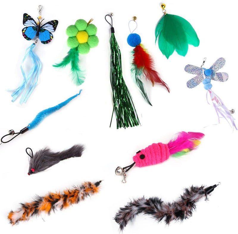 MeiAOBest 11 PCS Cat Feather Toy Set with Bell Refills - Interactive Teaser for Cats - Image 1