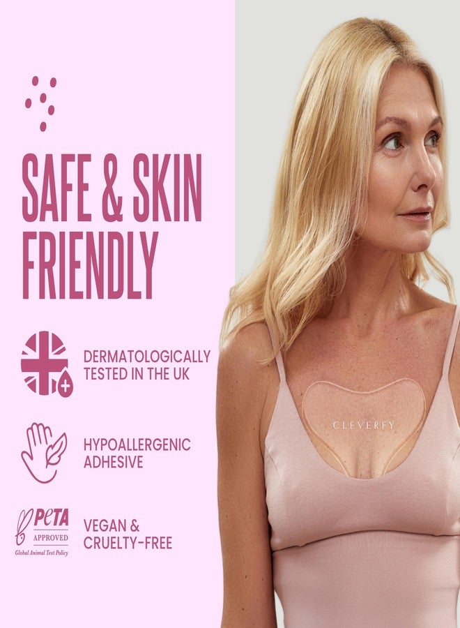 CLEVERFY Silicone Chest Wrinkle Patches for Side Sleeping – Reusable Décolleté Anti-Wrinkle Chest Pads for Overnight Line Prevention (6 Pack, T-Shape - Image 2