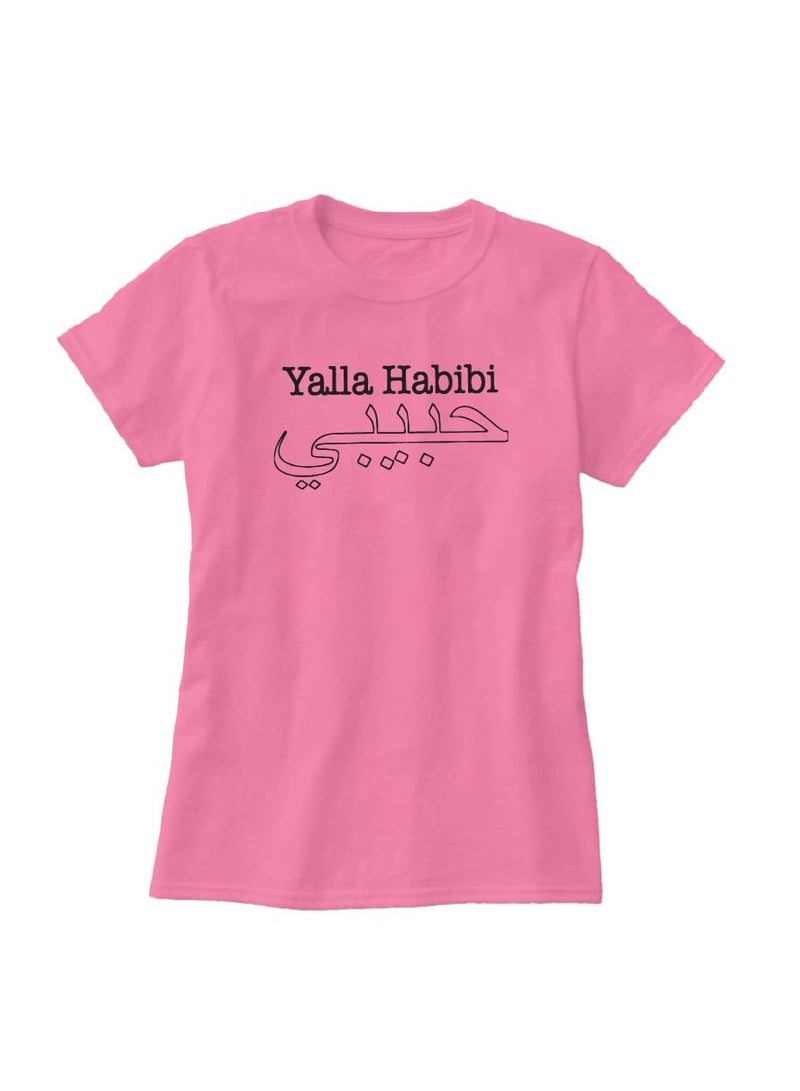 PRINTSHOP4ME Women's Habibi Dubai Cotton T-Shirt - Habibi come to Dubai T-Shirt for Women's - Round Neck Short Sleeve Habibi Women's T-Shirt - Habibi Dubai Themed  - Image 3