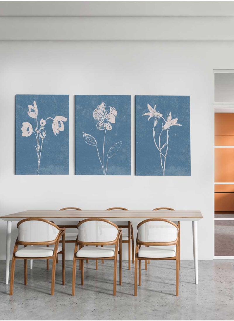 LOWHA Set Of 3 Framed Canvas Wall Arts Stretched Over Wooden Frame, Botanical Paintings, For Home, Living Room, Office Decor  - Image 1