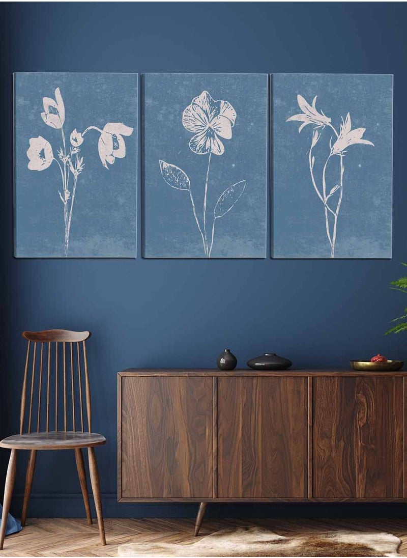 LOWHA Set Of 3 Framed Canvas Wall Arts Stretched Over Wooden Frame, Botanical Paintings, For Home, Living Room, Office Decor  - Image 3