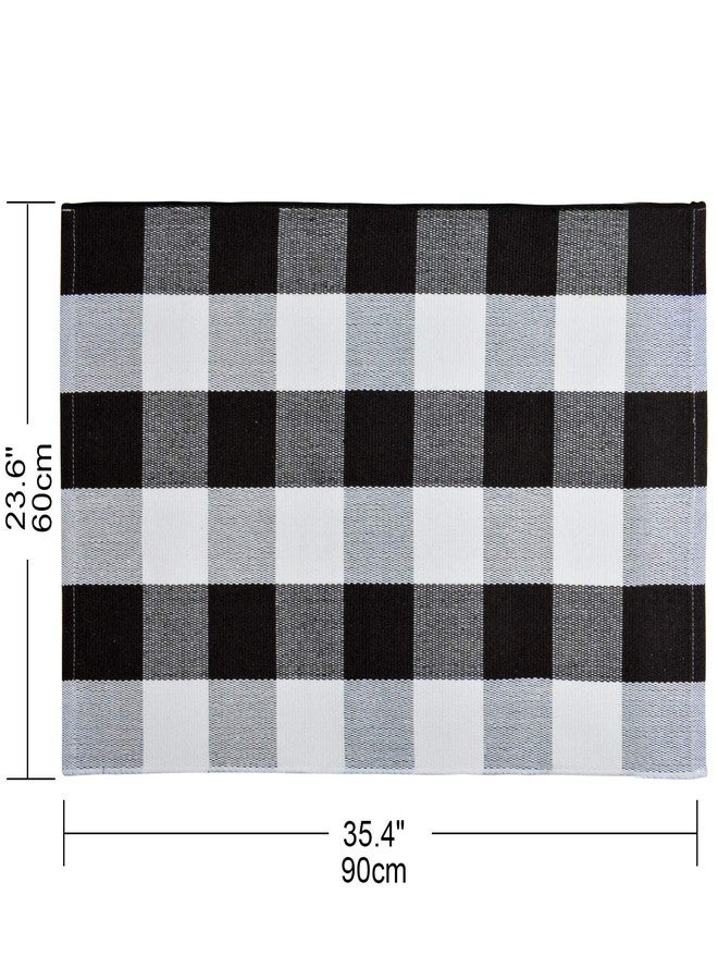 USTIDE Buffalo Check Rug 2x3 Black and White Buffalo Plaid Doormat Washable Woven Cotton Welcome Mat Layered Door Mat for Kitchen Bathroom Outdoor Porch - Image 4