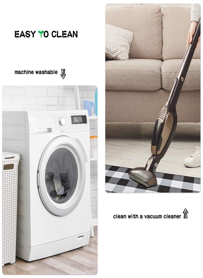 USTIDE Buffalo Check Rug 2x3 Black and White Buffalo Plaid Doormat Washable Woven Cotton Welcome Mat Layered Door Mat for Kitchen Bathroom Outdoor Porch - Image 5