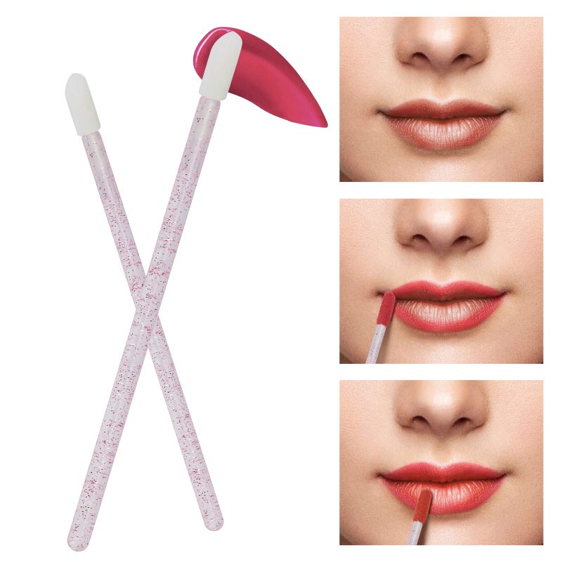 tifanso 300 PCS Lip Brush, Disposable Makeup Applicators, Lip Gloss Brush Lipstick Applicator Wands, Multicolor Makeup Tool Kits Beauty Lipstick Cosmetic (Crystal Pink) - Image 4