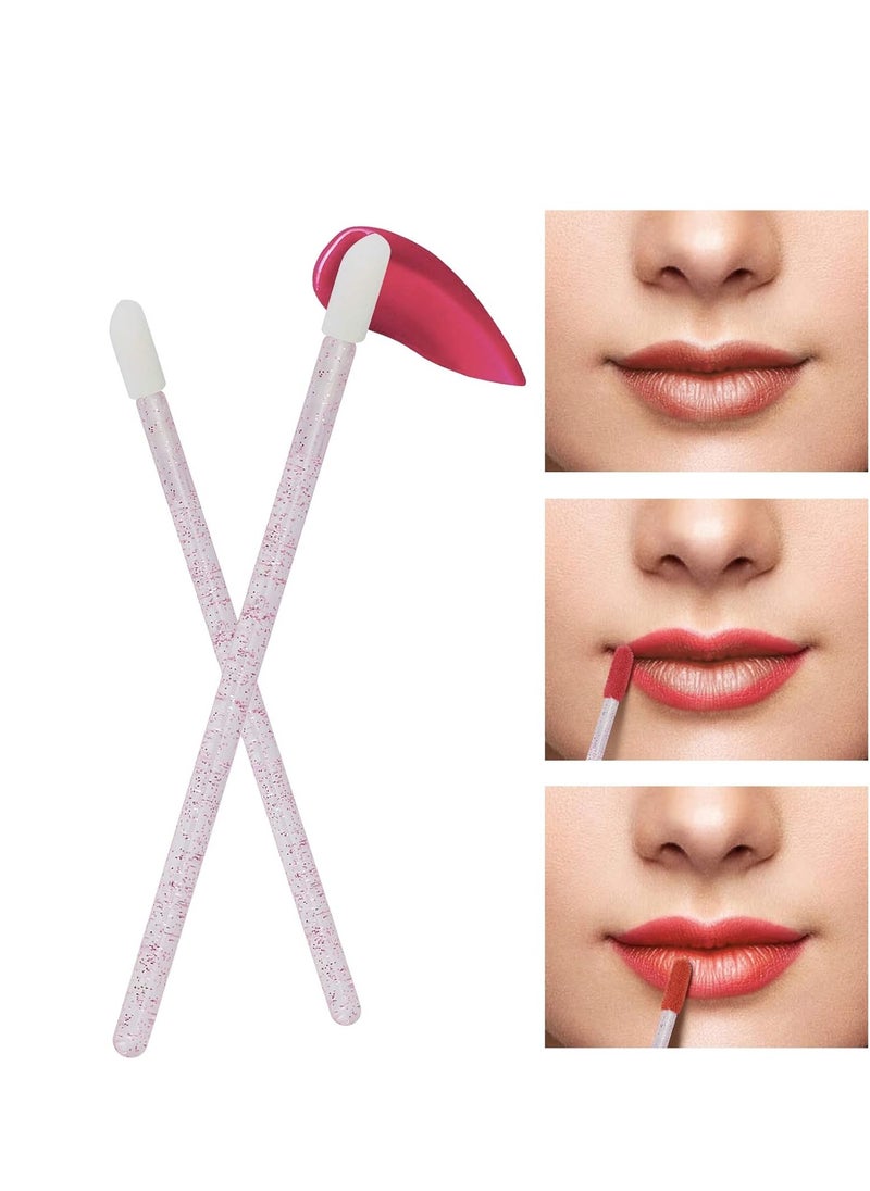 tifanso tifanso 300 PCS Lip Brush, Disposable Makeup Applicators, Lip Gloss Brush Lipstick Applicator Wands, Multicolor Makeup Tool Kits Beauty Lipstick Cosmetic (Crystal Pink)  - Image 4