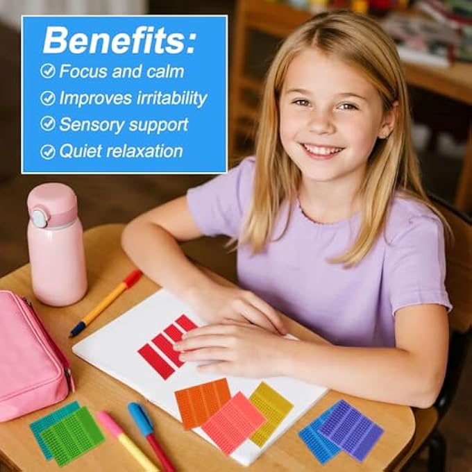 Sinbana 8pcs Textured Sensory Stickers, 8 Colors Self-Adhesive Silicone Fidget Strips Travel and Office Desk Sensory Calm Strips for Kids Adults - Image 3