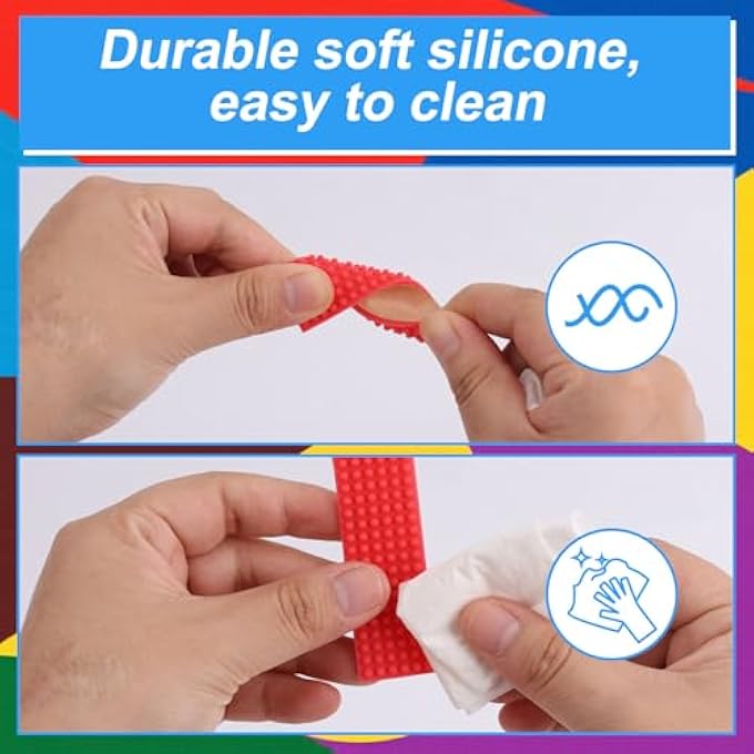 Sinbana 8pcs Textured Sensory Stickers, 8 Colors Self-Adhesive Silicone Fidget Strips Travel and Office Desk Sensory Calm Strips for Kids Adults - Image 4
