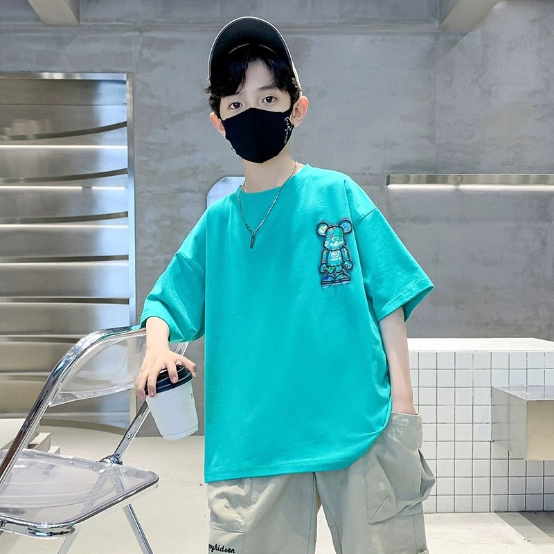 Children'S Clothing Boys' Short-Sleeved T-Shirt Summer Wear 2026 New Kidsren'S Tops Boys' Medium And Large Kidsren'S Pure Cotton Summer Style Trendy T-Shirt - Image 5