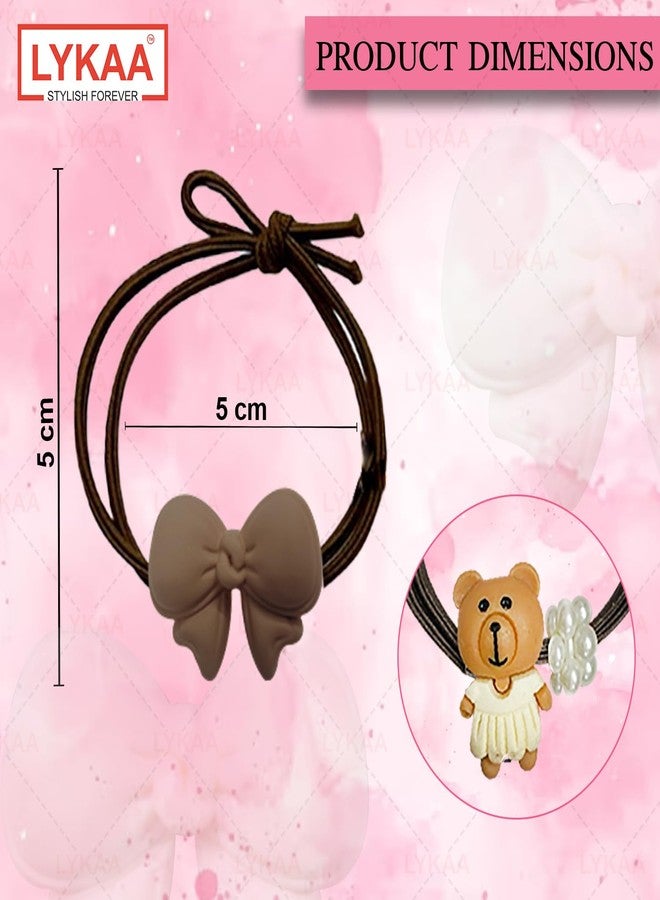 LYKAA 10 Pcs Premium Korean Style Multi-Coloured Rubber Bands with Knots in shades for Girl & Women's and brown Hair Ties High Elastic Hair Rubber Bands Ponytail Holders for Thick Curly Hair Girls - pack of 10 - Image 2