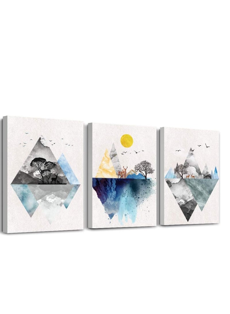 Modern Wall Art Set of 3 Pieces - 30×40 cm Each - 30 mm Thickness - Digital Print with UV Protection - Self-Adhesive Easy Installation - Image 1