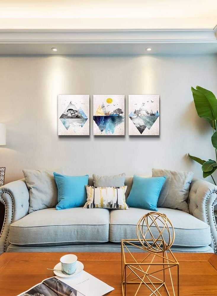 Modern Wall Art Set of 3 Pieces - 30×40 cm Each - 30 mm Thickness - Digital Print with UV Protection - Self-Adhesive Easy Installation - Image 4