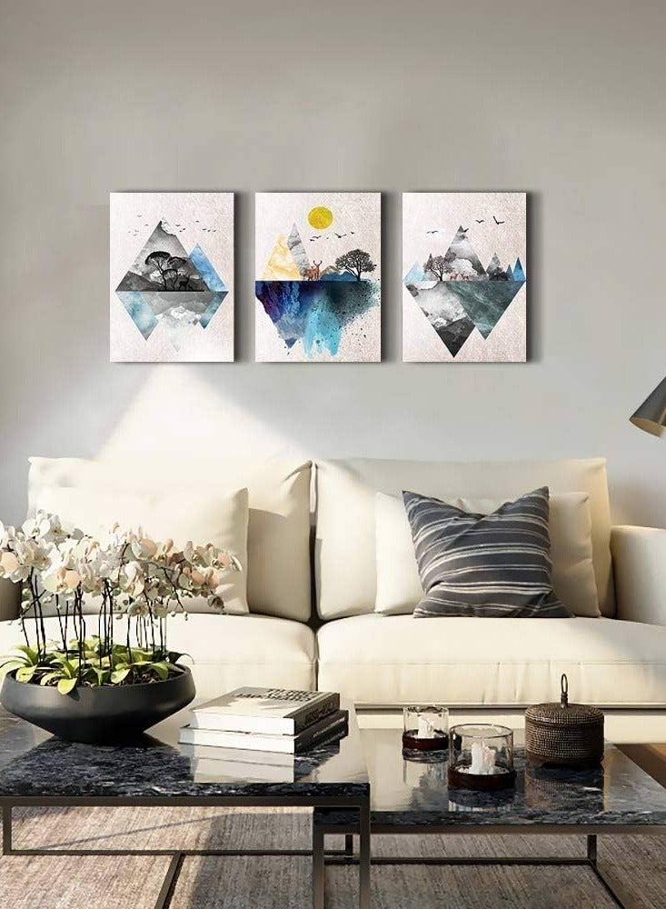 Modern Wall Art Set of 3 Pieces - 30×40 cm Each - 30 mm Thickness - Digital Print with UV Protection - Self-Adhesive Easy Installation - Image 5