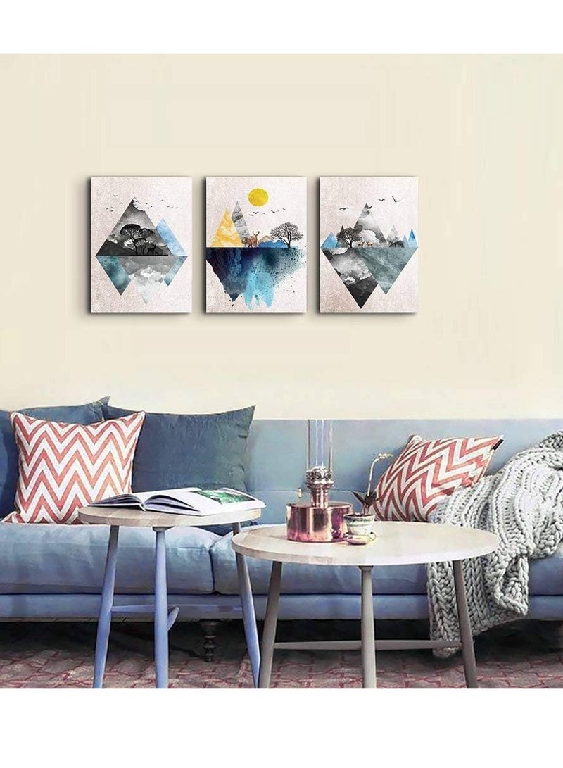 Modern Wall Art Set of 3 Pieces - 30×40 cm Each - 30 mm Thickness - Digital Print with UV Protection - Self-Adhesive Easy Installation - Image 2