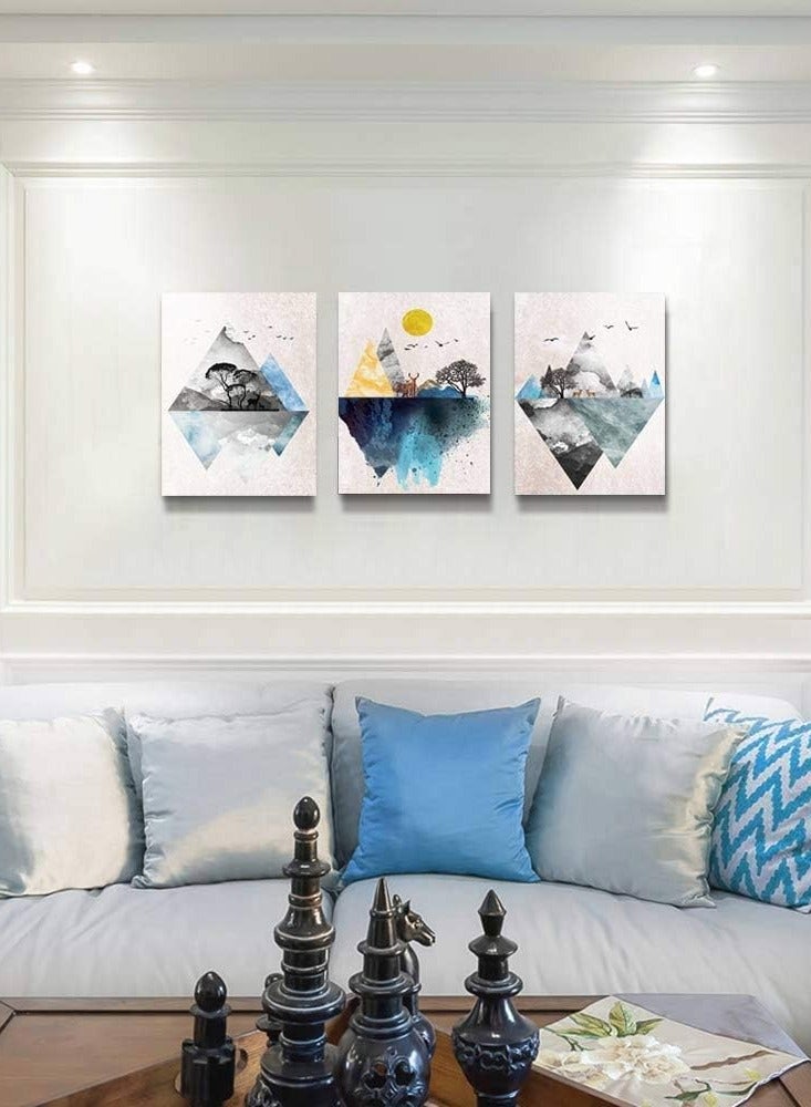 Modern Wall Art Set of 3 Pieces - 30×40 cm Each - 30 mm Thickness - Digital Print with UV Protection - Self-Adhesive Easy Installation - Image 3