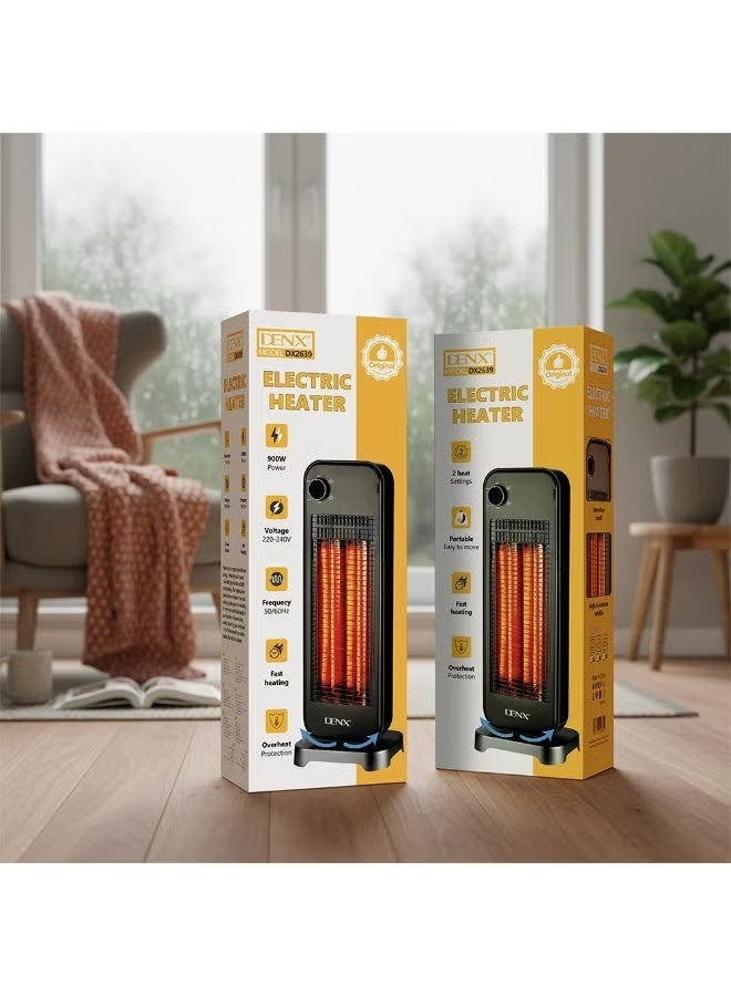 Denx 900W Portable Electric Heater with Temperature Control and Overheat Protection, Denex DX2639 Room Heater - Image 4