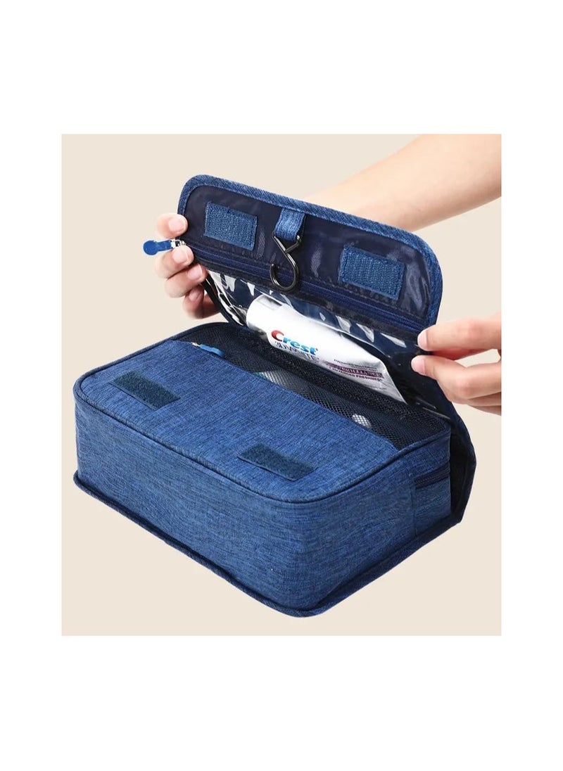 VIO Travel Toiletry Bag Organizer Waterproof Multiple Compartment Hanging Cosmetics Shaving Grooming Storage Bag Multi pocket Portable Makeup Organizer Bag with Hook for Men and Women Blue  - Image 4