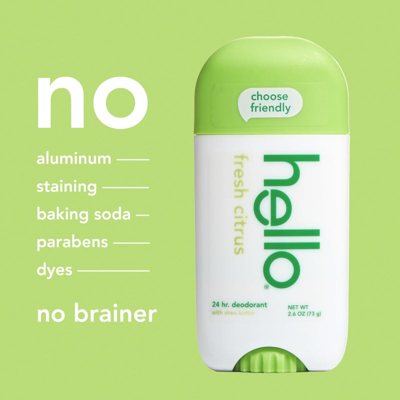 Hello باقة متنوعة من مزيل العرق (جوز الهند الحلو، الحمضيات الطازجة، الميرمية البيضاء) للنساء والرجال، خالي من الألمنيوم، خالي من بيكربونات الصوديوم، خالي من البارابين، حماية من الروائح لمدة 24 ساعة، 2.6 أونصة، 3 عبوات - Image 5