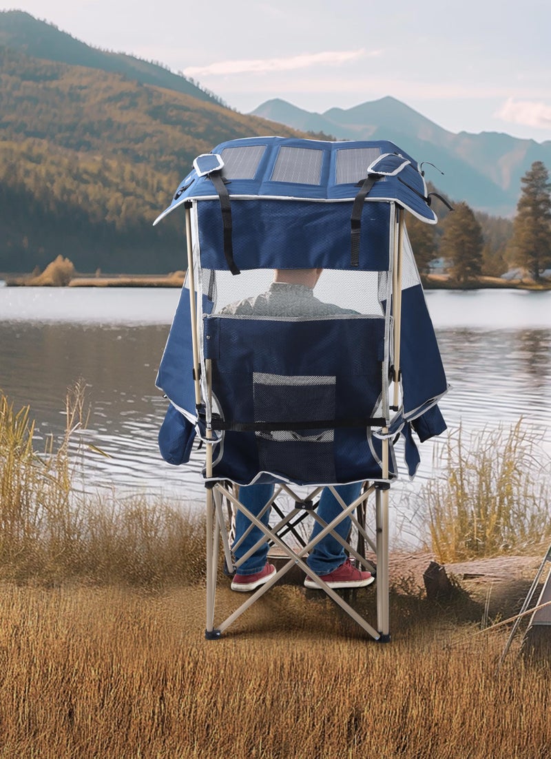 Nice C Chair with Canopy, Umbrella Chair, Chairs with Shade, Sports Chairs, USB, Type-C&DC Charging Cable Included, 30W Solar Panels, Removable Footrest&Cooler Bag (1 Navy) - Image 4
