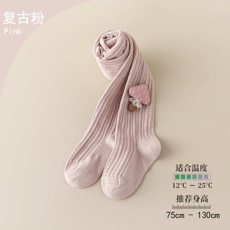 Pantyhose Girls Leggings Children'S Pantyhose Class A Solid Color Pastoral Flowers Big Elastic Baby Pantyhose - Image 1