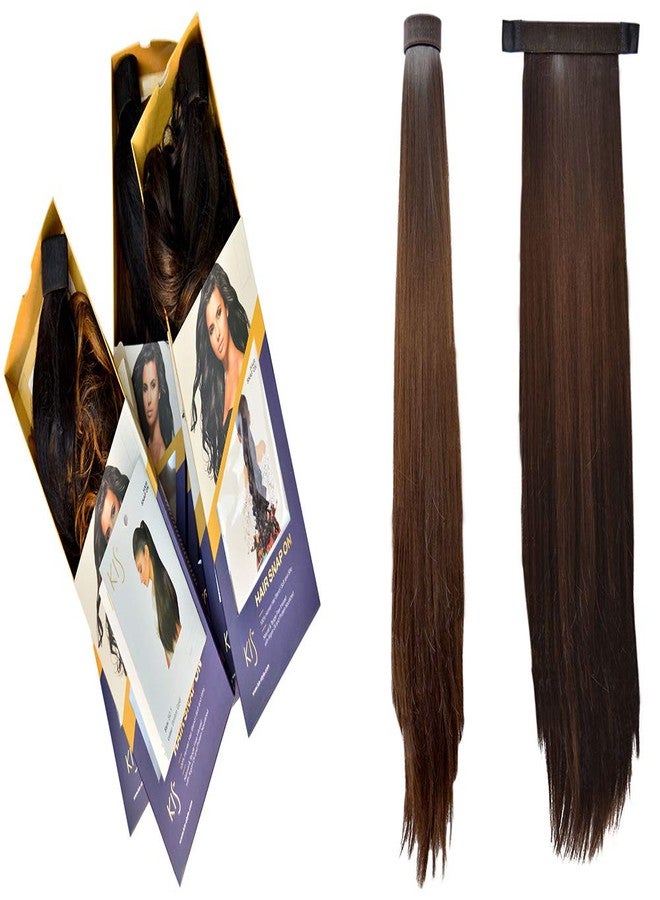 KIS Beautiful Snapon Ponytail Hair Extension (2 in 1) Human Hair Blend Salon-Quality Voluminous Luxurious Customizable | Tangle Free Hair (23 Inch Length So1 With Natural Brown Color) - Image 2
