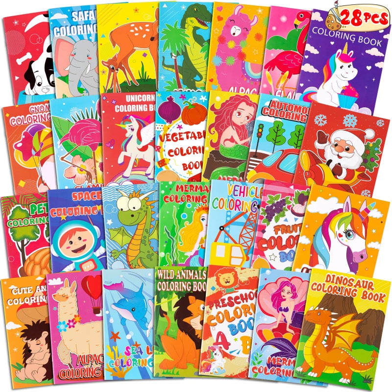 Geefuun 28PCS Coloring Books for Kids Party Favors: Ages 2-4 4-8 Easter,Summer End of the Year,Back to School,Halloween,Christmas Birthday Mini Gifts Bulk,Classroom Goodie Bags Stuffer Fillers(Not Duplicate) - Image 1