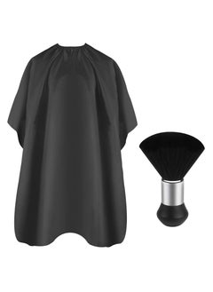 KHAJUL 2 PCS Professional Hair Cutting Cape with Neck Duster Brush, Salon Barber Cape, Hair Cutting Accessories (Black)  - Image 1