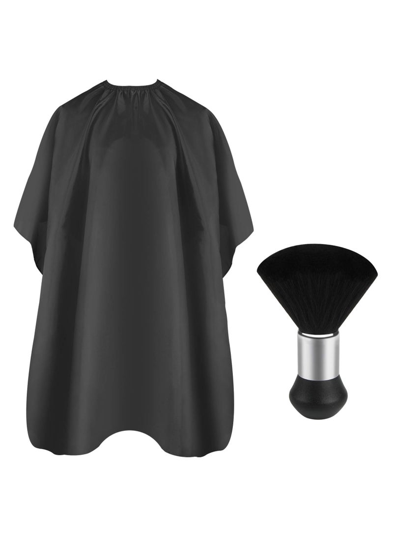 KHAJUL 2 PCS Professional Hair Cutting Cape with Neck Duster Brush, Salon Barber Cape, Hair Cutting Accessories (Black)  - Image 1