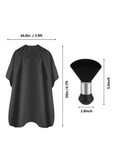 KHAJUL 2 PCS Professional Hair Cutting Cape with Neck Duster Brush, Salon Barber Cape, Hair Cutting Accessories (Black)  - Image 2