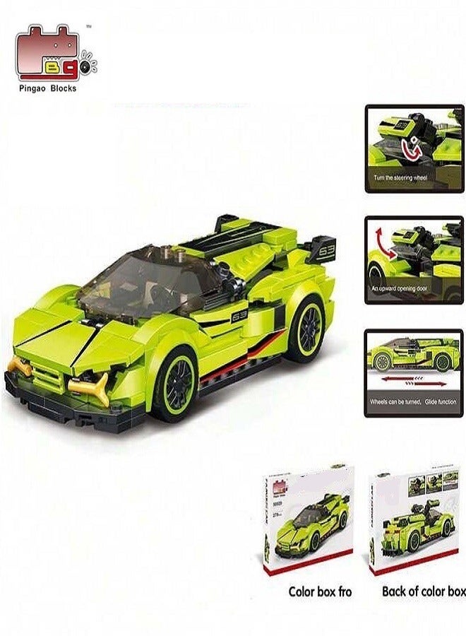 بينجاو مجموعة مكعبات بناء سيارات السباق - للأعمار من 6 سنوات فما فوق - لعبة بناء اصنعها بنفسك - 279 قطعة