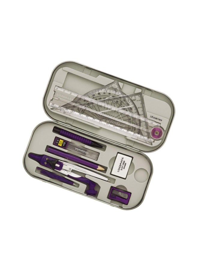 Classmate Asteroid Geometry Box | Compass-cum-Divider with arm locking mechanism | 30 cm Foldable Scale| Mechanical Pencil | Double sided tray - Image 2