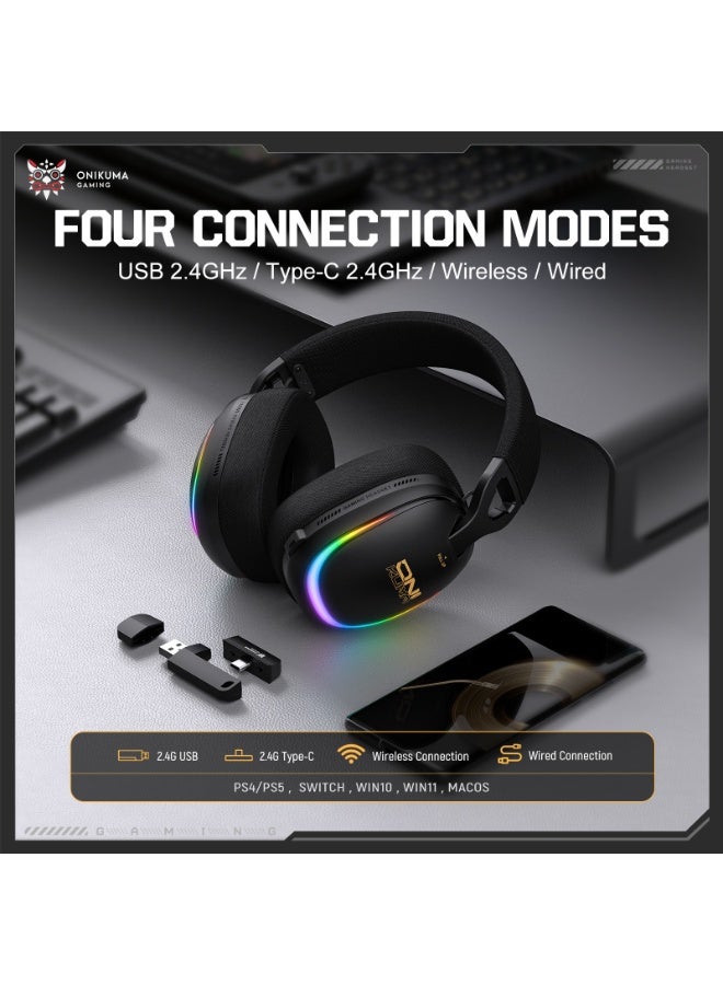 أونيكوما سماعة الألعاب اللاسلكية GT805، اتصال 2.4 جيجا هرتز USB/لاسلكي/سلكي لأجهزة PS4/PS5 وSWITCH وWindows 10/11 - Image 4
