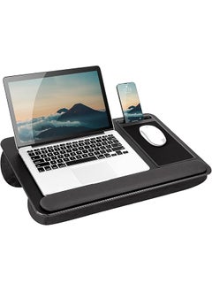 Home Office Pro Lap Desk With Wrist Rest Mouse Pad And Phone Holder Black Carbon Fits Up To 15.6 Inch Laptops Style No. 91598