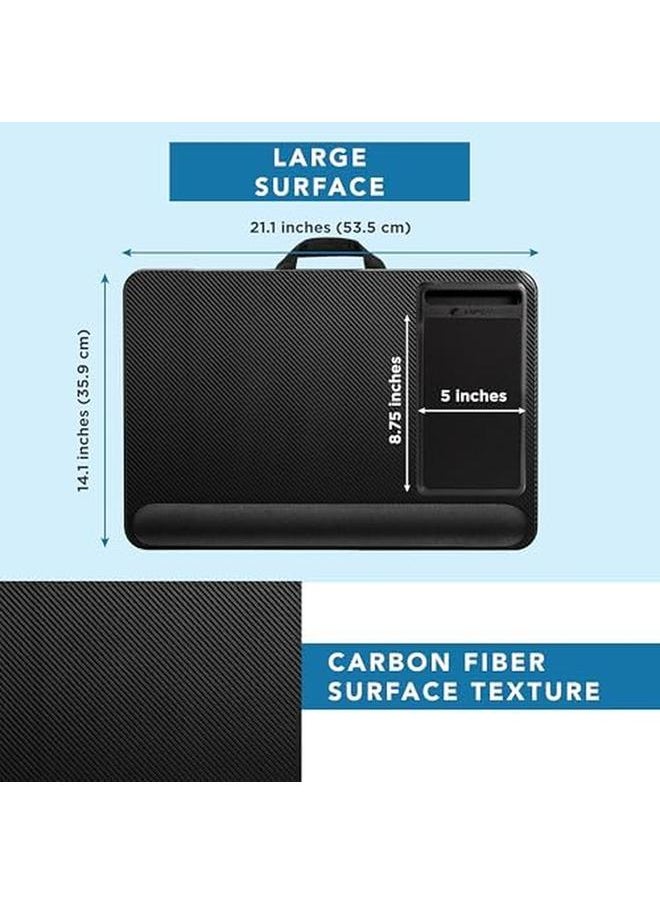 LapGear - Home Office Pro Lap Desk With Wrist Rest Mouse Pad And Phone Holder Black Carbon Fits Up To 15.6 Inch Laptops Style No. 91598 - Image 1