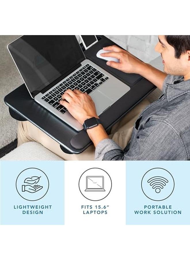 LapGear - Home Office Pro Lap Desk With Wrist Rest Mouse Pad And Phone Holder Black Carbon Fits Up To 15.6 Inch Laptops Style No. 91598 - Image 1