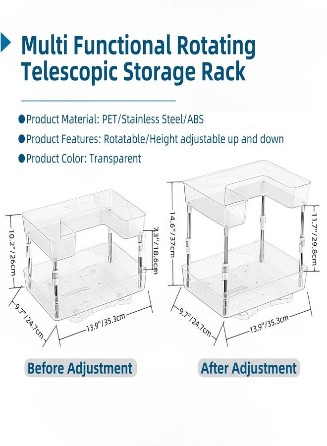 Xicennego Rotating Adjustable Storage Rack - 2-Tier Multi-Purpose Bathroom Under Sink Organizers and Storage - Space-Saving Organizer for Under Sink, Kitchen, Bathroom, Vanity and Fridge(1 Pack) - Image 5